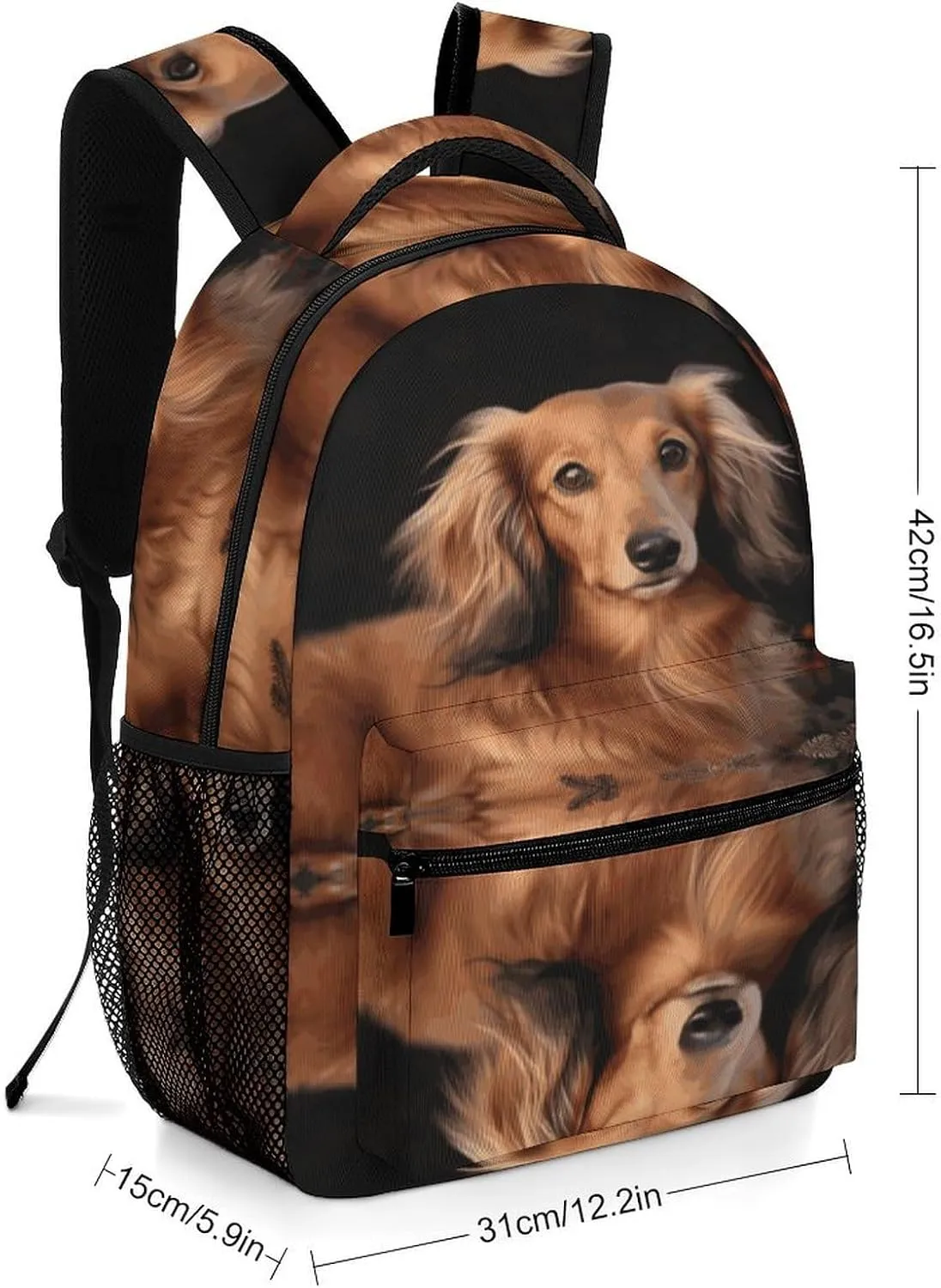 Small Backpacks Personalized Long Haired Dachshund Printing Travel Bag Lightweight Travel Backpack For Women Men