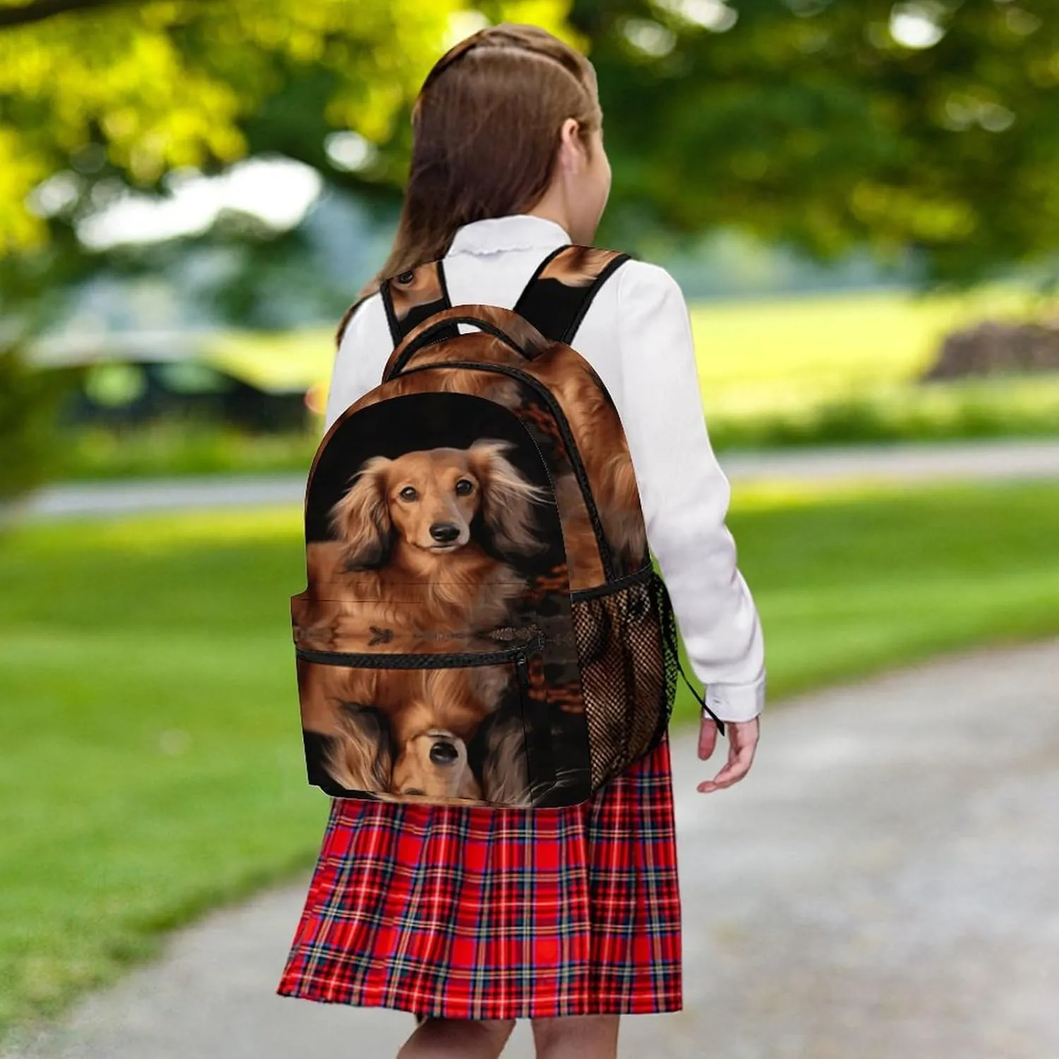 Small Backpacks Personalized Long Haired Dachshund Printing Travel Bag Lightweight Travel Backpack For Women Men