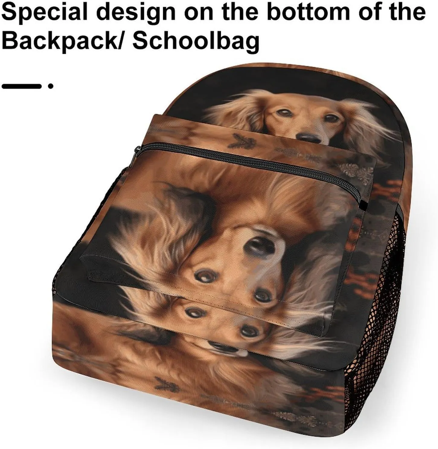 Small Backpacks Personalized Long Haired Dachshund Printing Travel Bag Lightweight Travel Backpack For Women Men
