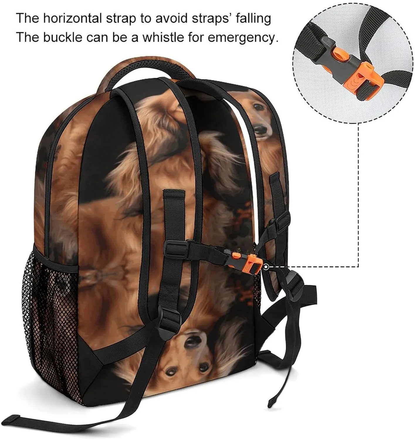 Small Backpacks Personalized Long Haired Dachshund Printing Travel Bag Lightweight Travel Backpack For Women Men