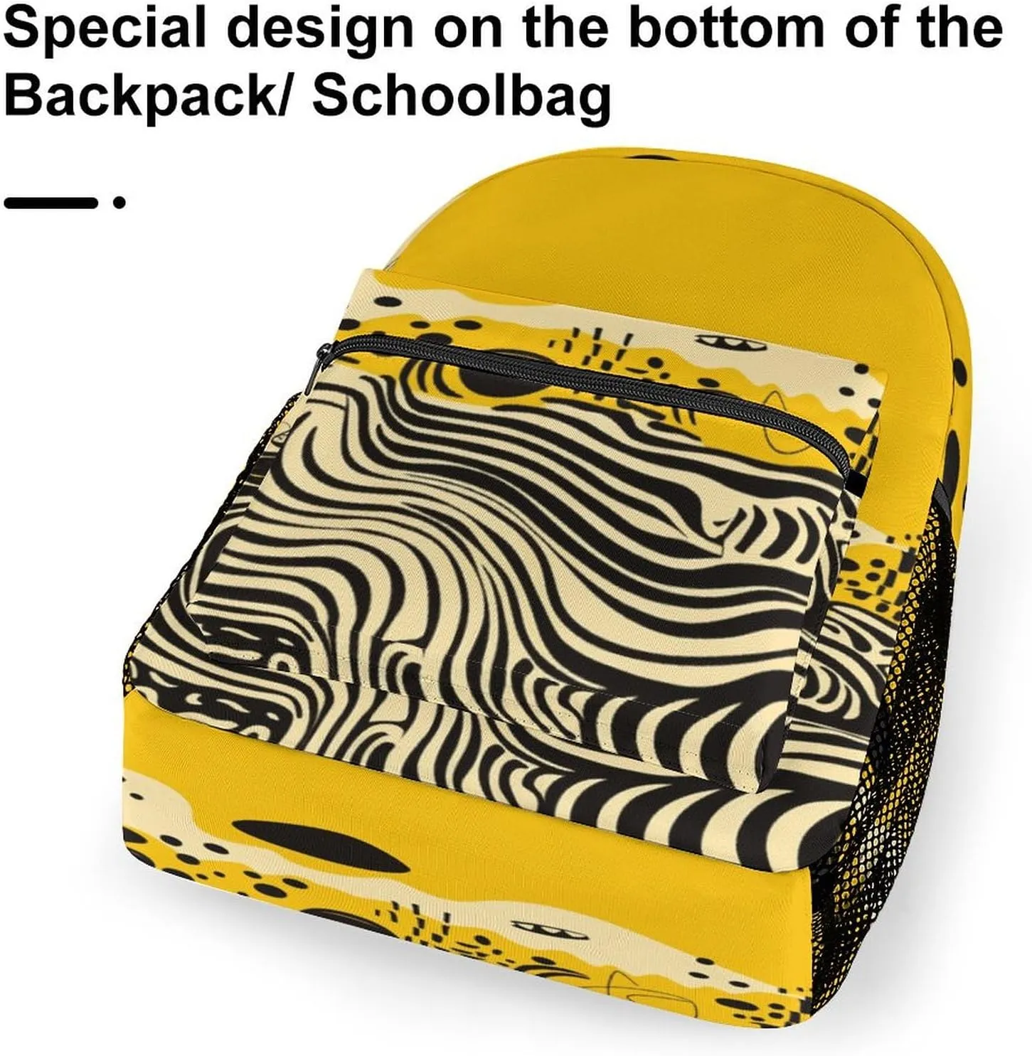 Small Backpacks Personalized Mustard Yellow And Black Printing Travel Bag Lightweight Travel Backpack For Women Men