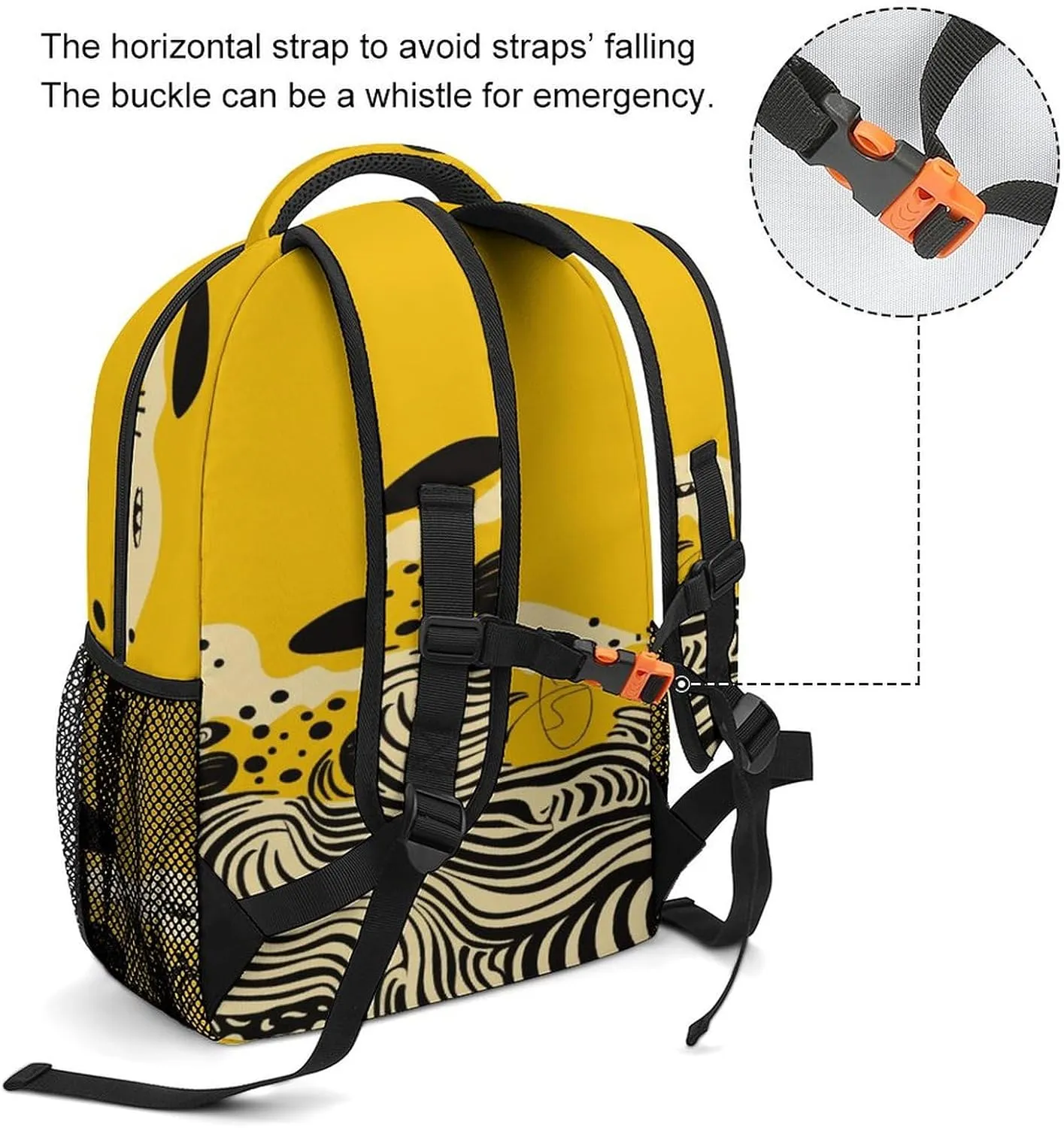 Small Backpacks Personalized Mustard Yellow And Black Printing Travel Bag Lightweight Travel Backpack For Women Men