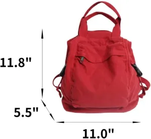 Small Boho Canvas Backpack for Women Vintage Style Outdoor Travel Bag Casual Daypack Grunge Aesthetic Hippie Y2K Backpack (Black,One Size)