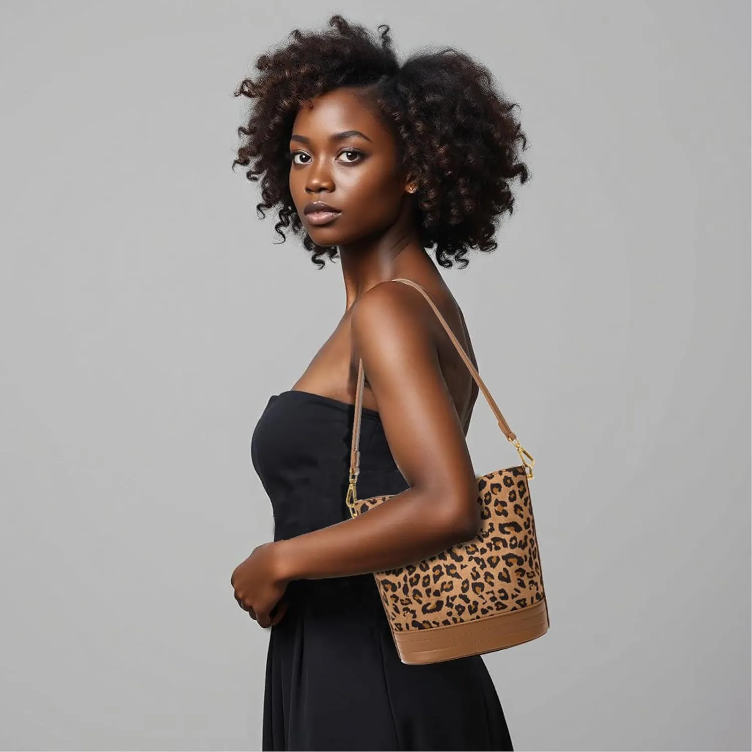 Small Bucket Bag Bucket Purse for Women Shoulder Purse Crossbody Handbag Mini Faux Suede Hobo Bag