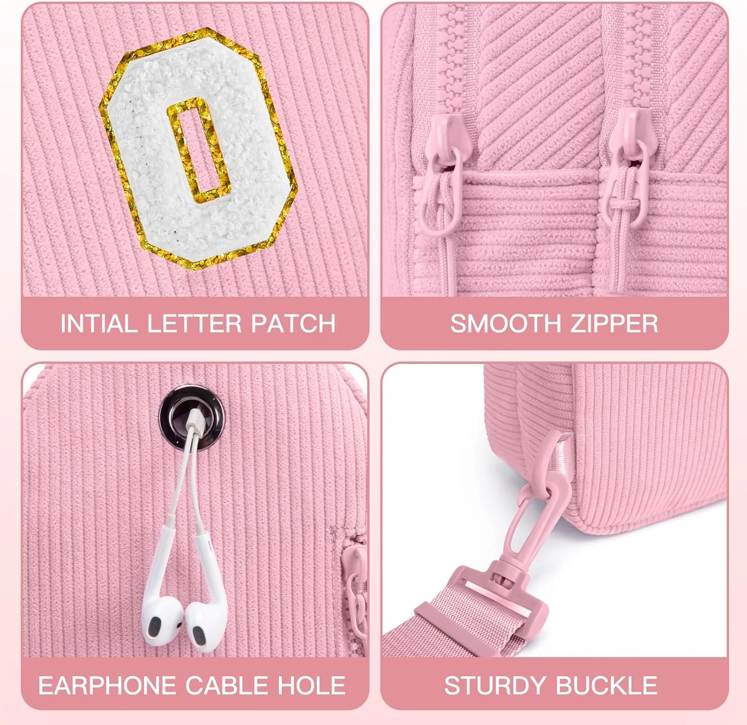 Small Corduroy Sling Bag Initial Crossbody Bag Fanny Pack for Girls Personalized Birthday Gifts for Teen Girls Gifts