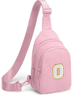 Small Corduroy Sling Bag Initial Crossbody Bag Fanny Pack for Girls Personalized Birthday Gifts for Teen Girls Gifts