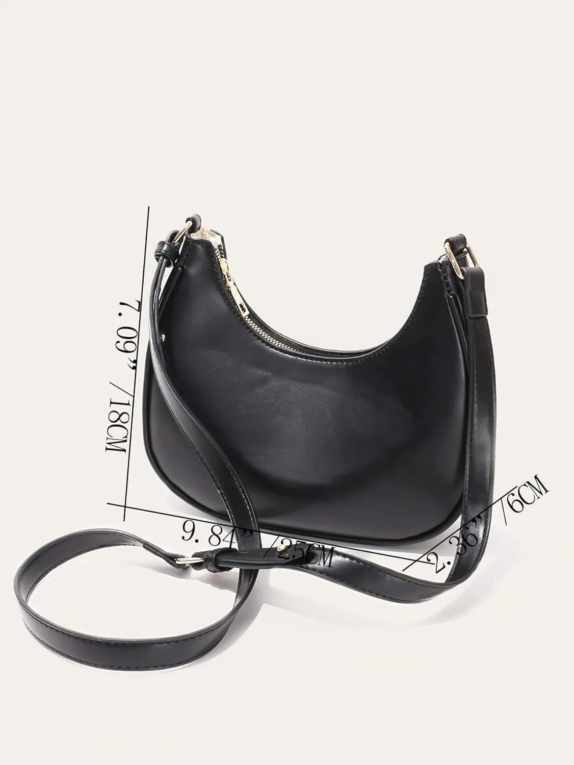 Small Crescent Leather Shoulder Bag for Women Crossbody Clutch Hobo Tote Purses Hangbags
