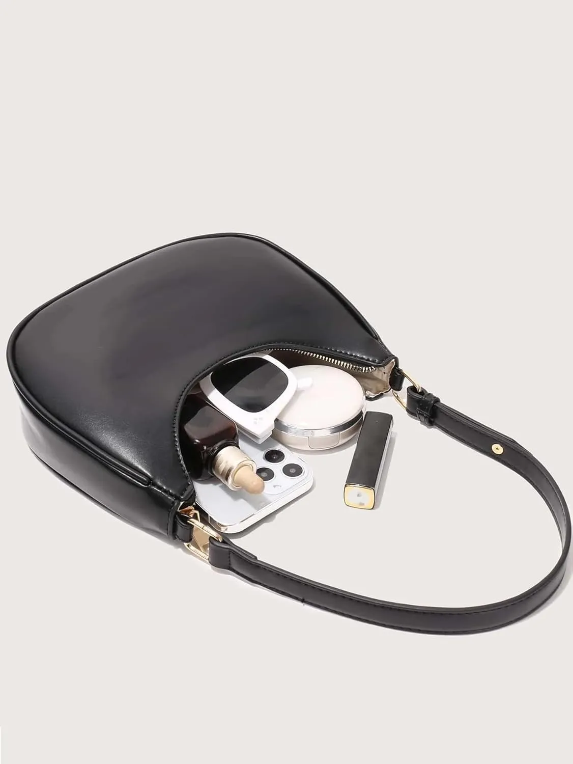 Small Crescent Leather Shoulder Bag for Women Crossbody Clutch Hobo Tote Purses Hangbags