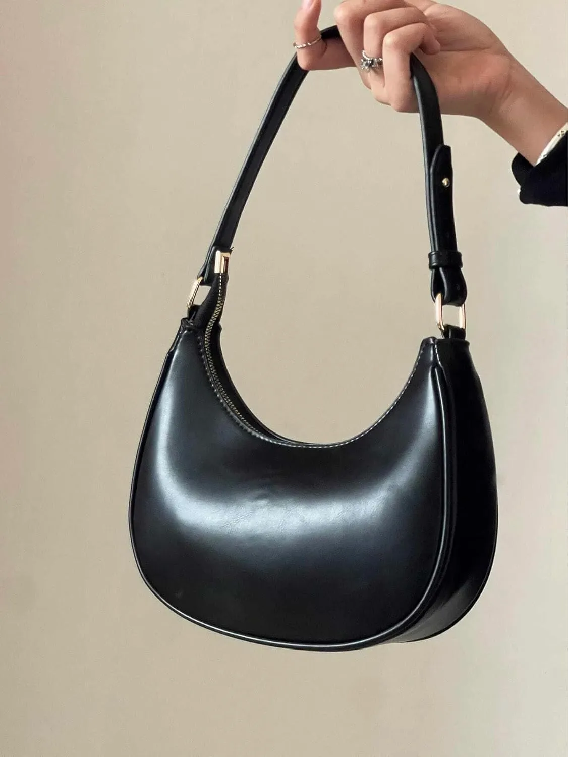 Small Crescent Leather Shoulder Bag for Women Crossbody Clutch Hobo Tote Purses Hangbags
