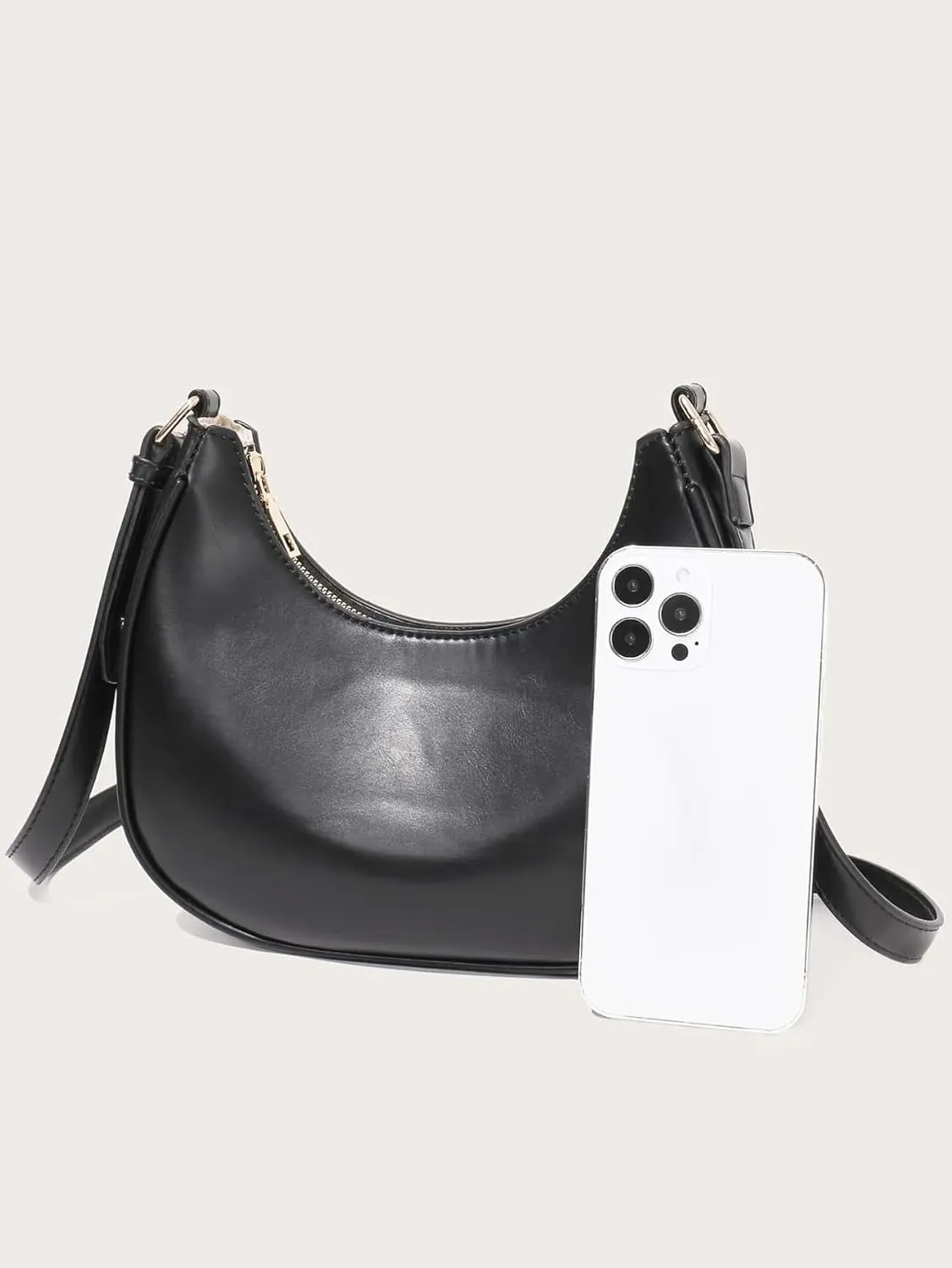 Small Crescent Leather Shoulder Bag for Women Crossbody Clutch Hobo Tote Purses Hangbags