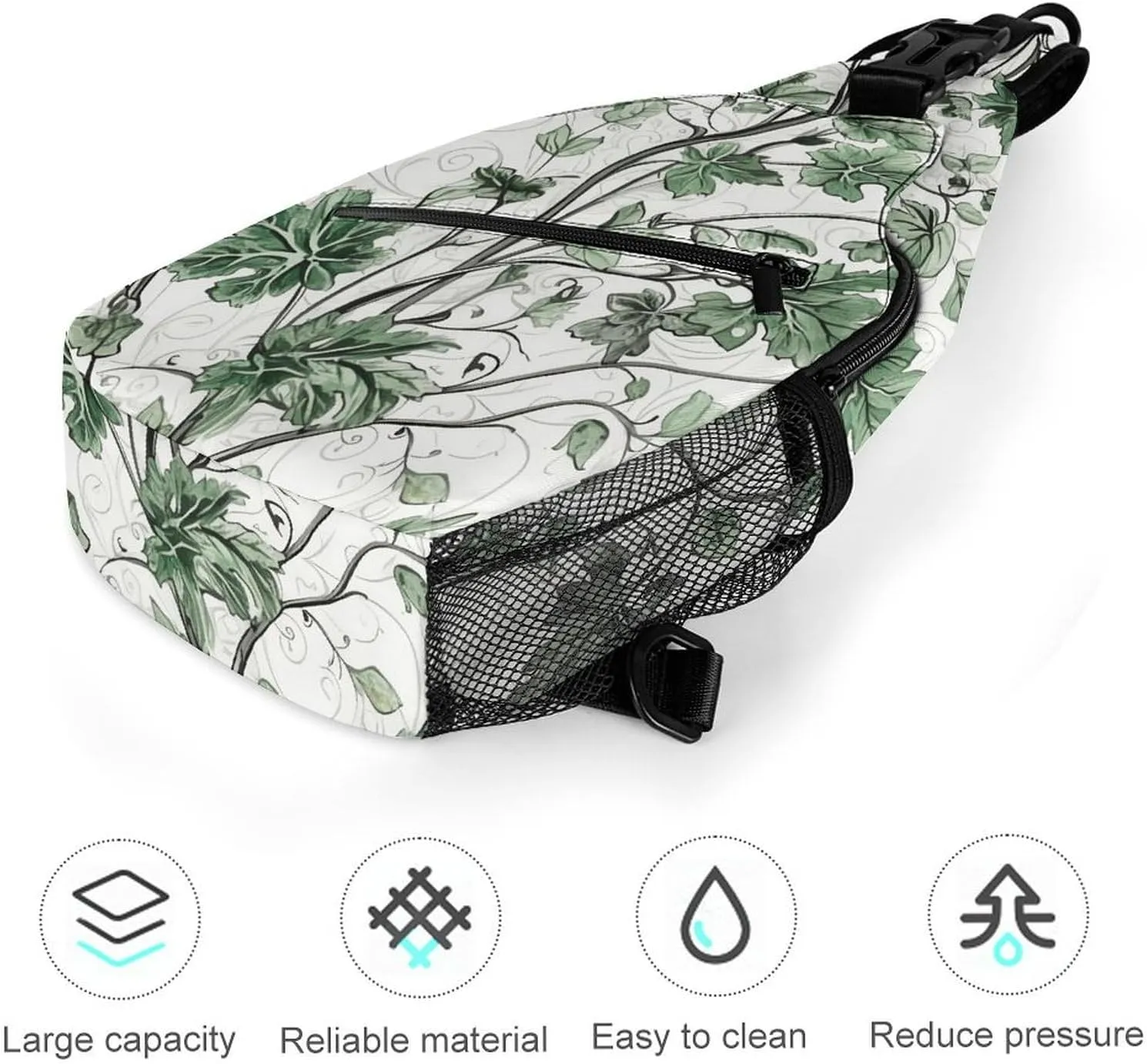 Small Crossbody Sling Backpack Green Leaves And Vines Chest Bags for Traveling Chest Fashion Shoulder Bag