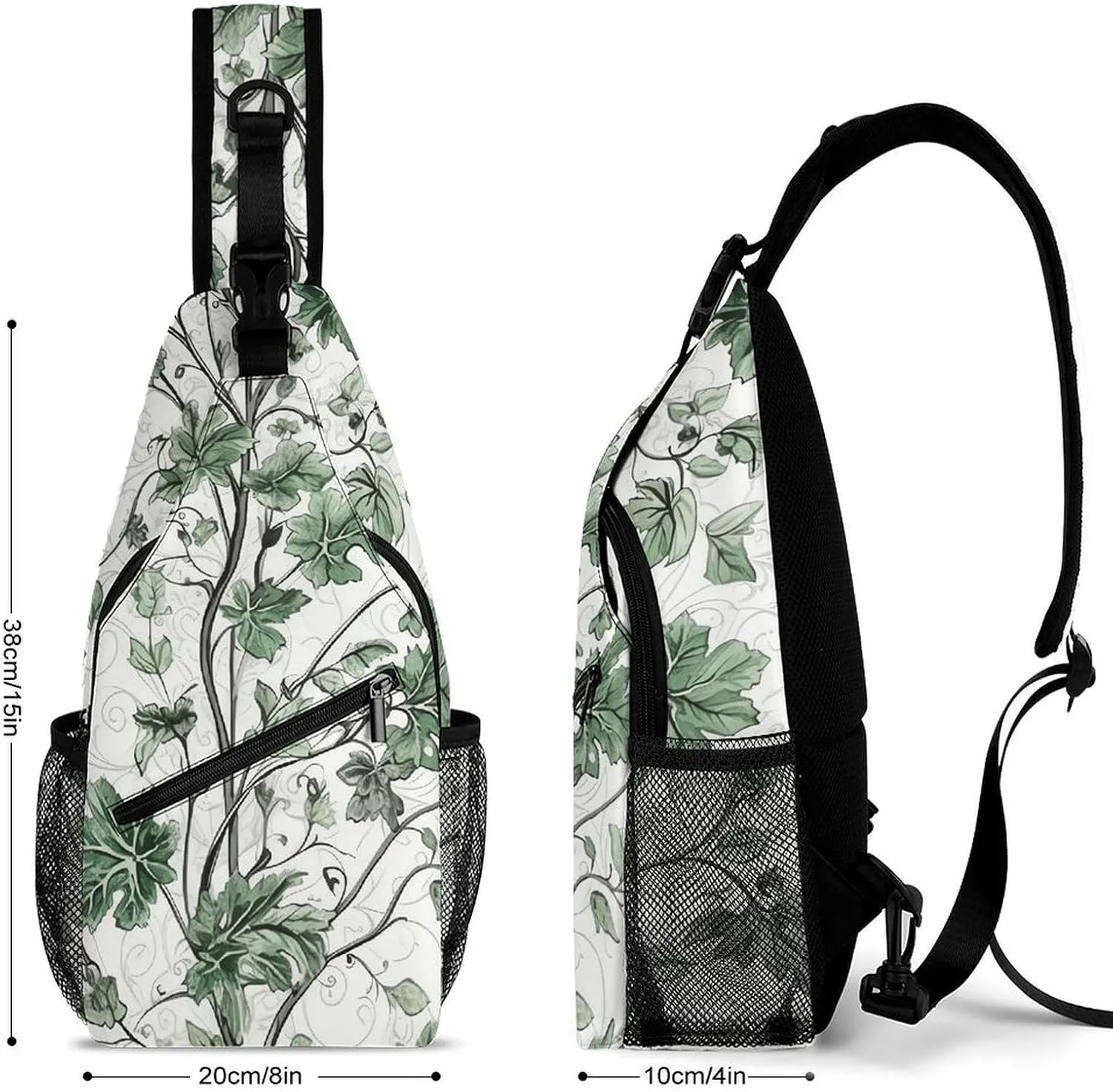 Small Crossbody Sling Backpack Green Leaves And Vines Chest Bags for Traveling Chest Fashion Shoulder Bag