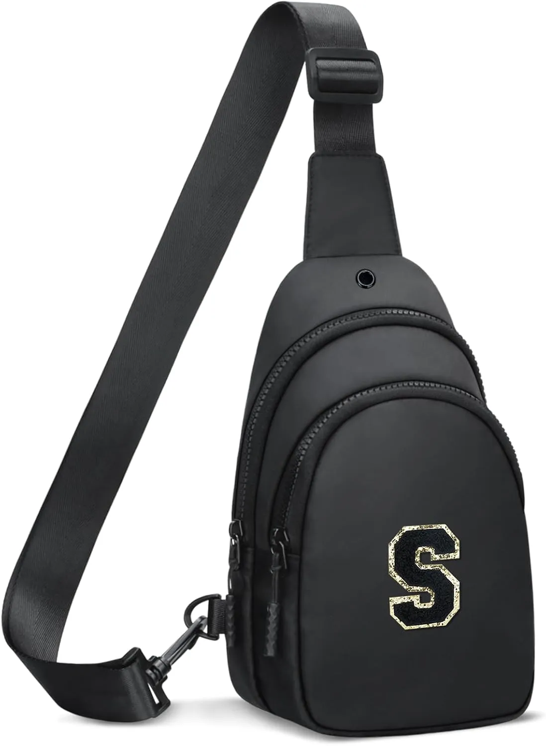 Small Initial Crossbody Sling Bag for Girls and Women, Cute Kids Fanny Pack, Personalized Gift for 7 8 9 10 11 12 13 Year Old Girls(Black,S)