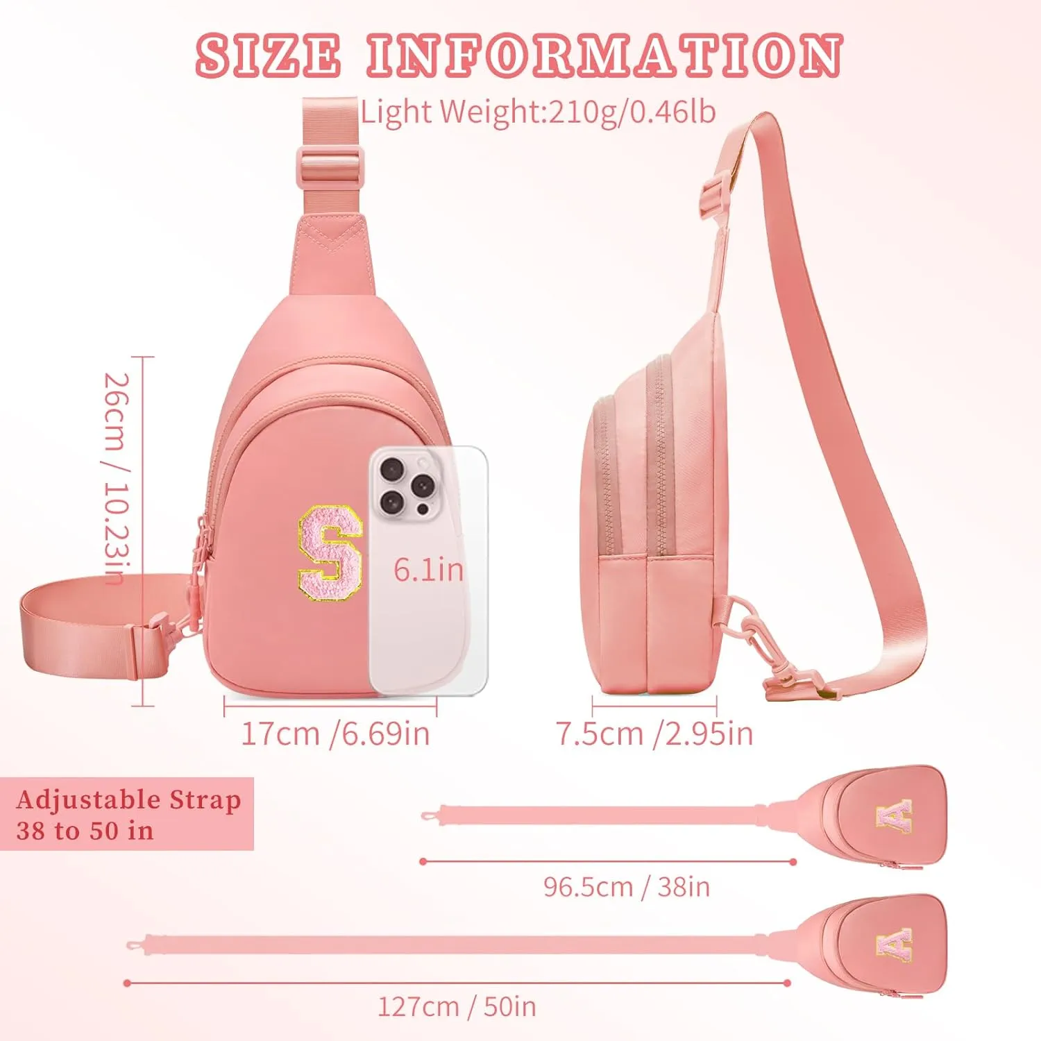 Small Initial Sling Bag for Women Crossbody Bags Fanny Pack Chest Bag Purses Birthday Gift