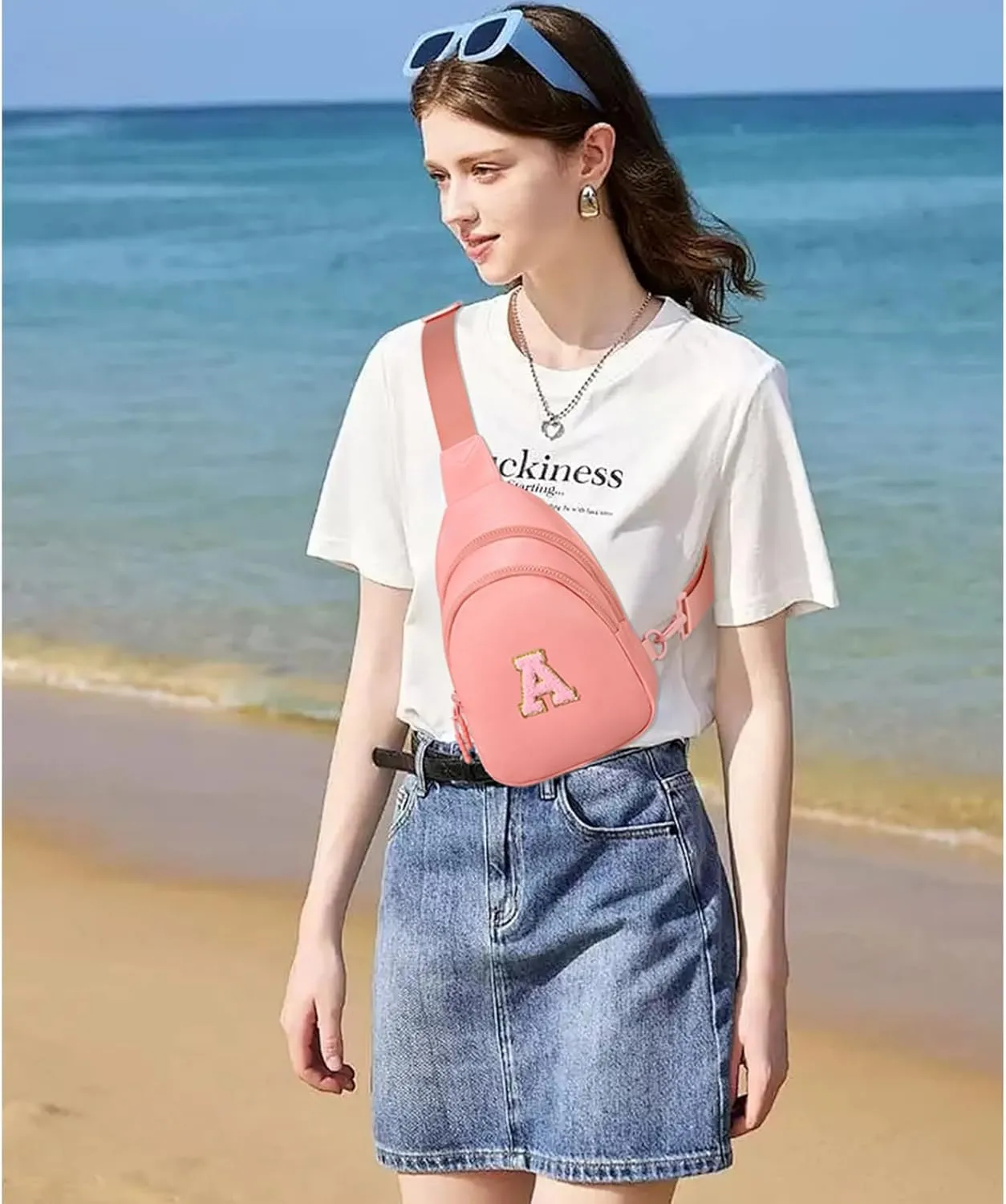 Small Initial Sling Bag for Women Crossbody Bags Fanny Pack Chest Bag Purses Birthday Gift
