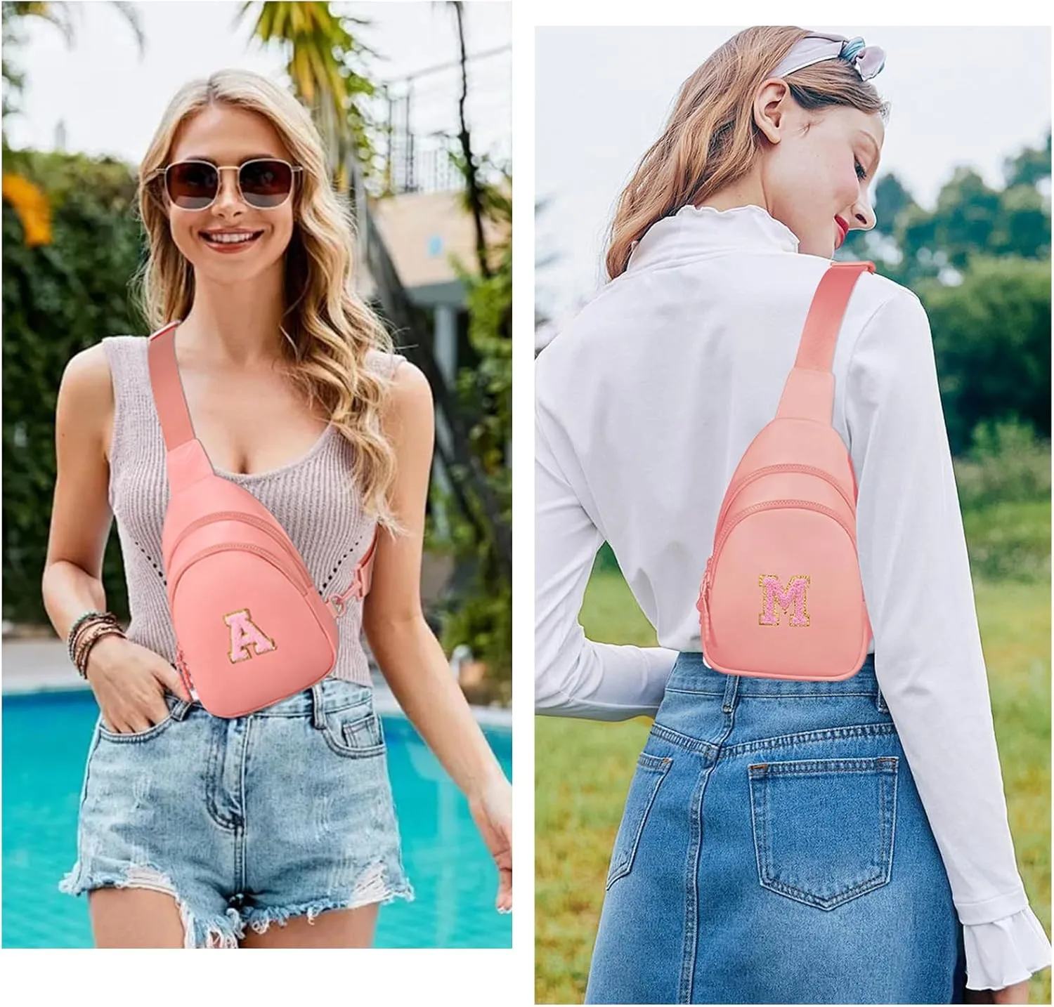Small Initial Sling Bag for Women Crossbody Bags Fanny Pack Chest Bag Purses Birthday Gift