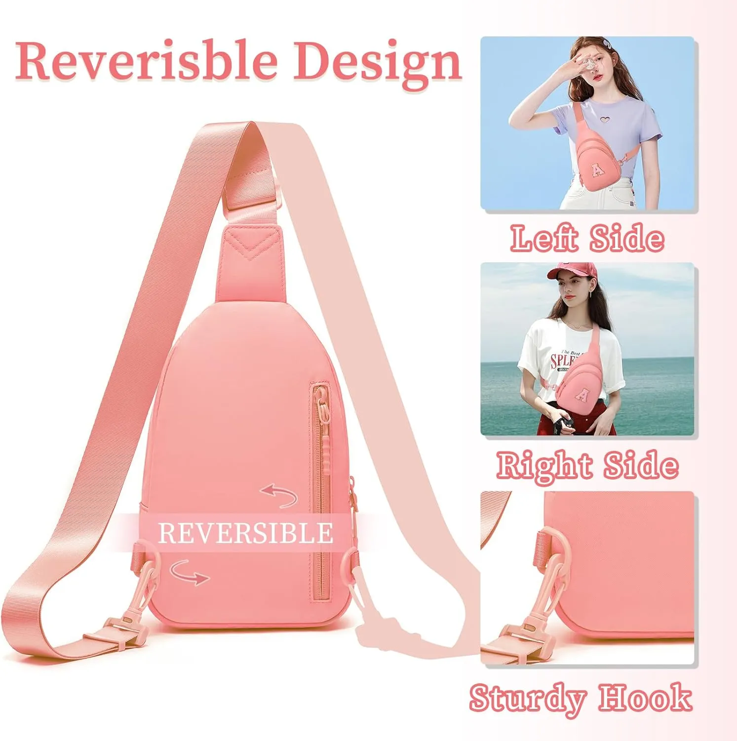 Small Initial Sling Bag for Women Crossbody Bags Fanny Pack Chest Bag Purses Birthday Gift