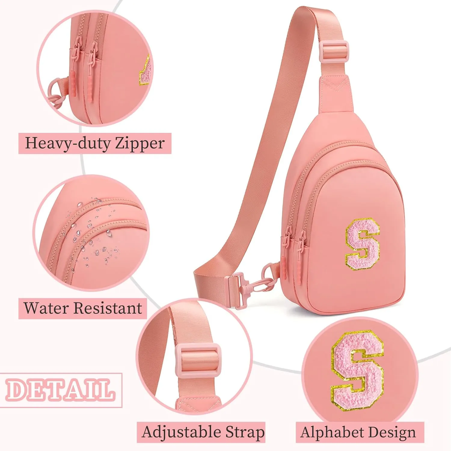 Small Initial Sling Bag for Women Crossbody Bags Fanny Pack Chest Bag Purses Birthday Gift