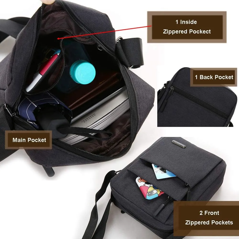 Small Messenger Bag Mens Crossbody Purse Sling Shoulder Pouch Casual Side Bag for Travel Bussiness Work