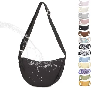 Small Nylon Crescent Crossbody Bag for Women Men Trendy, Waterproof Crescent Sling, Lightweight Travel Purses