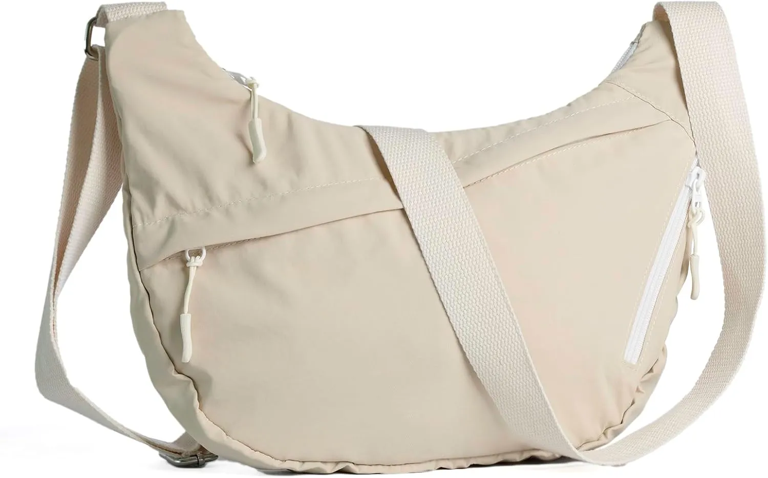 Small Nylon Crossbody Bag,Lightweight Sling Crescent Bag with Adjustable Strap,YKK Zippers,Women Hobo Shoulder Purse