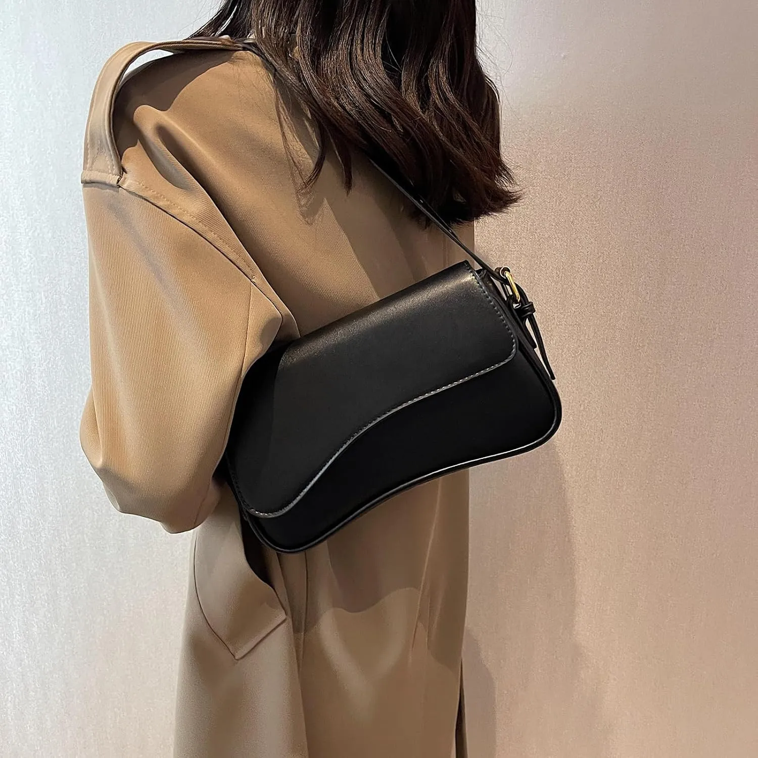 Small Shoulder Bag for Women Clutch Hobo Purse with Zipper Crossbody Purse Retro Vegan Leather Tote Handbag