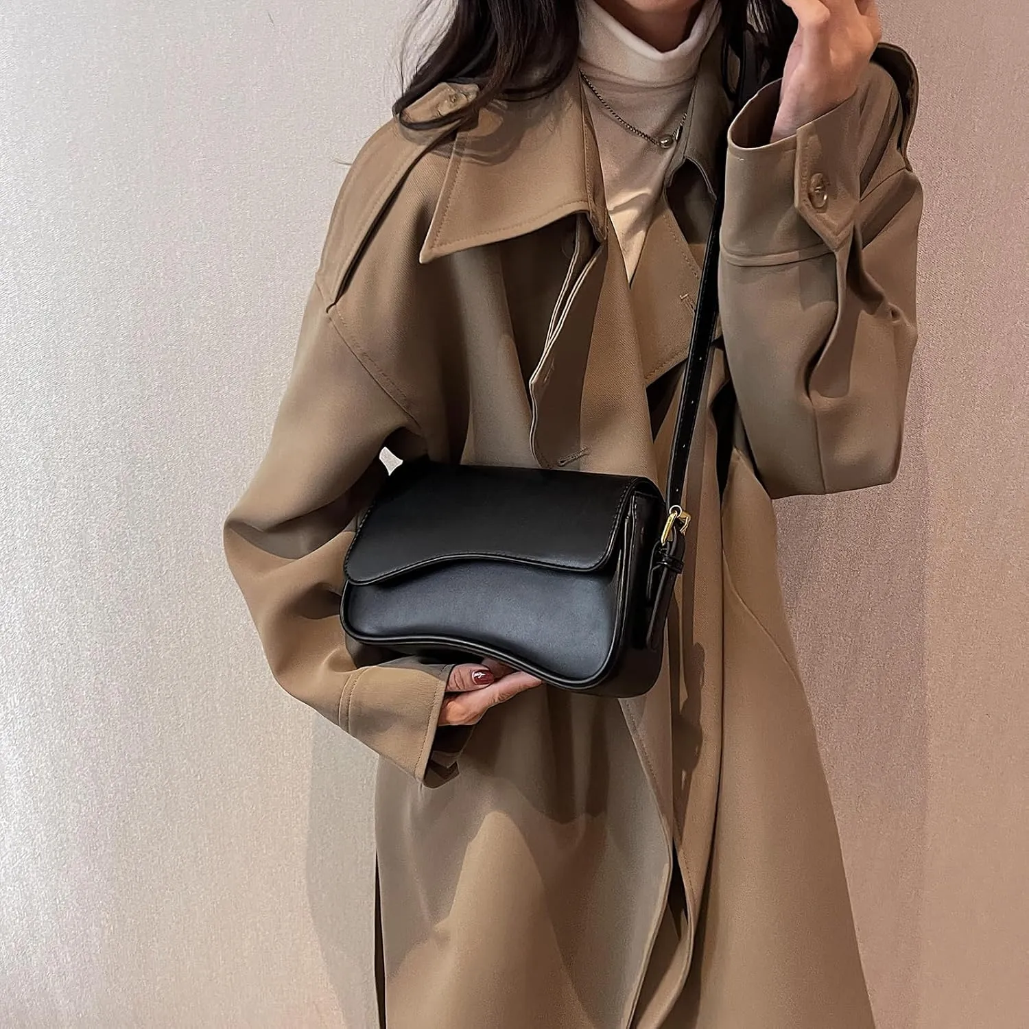 Small Shoulder Bag for Women Clutch Hobo Purse with Zipper Crossbody Purse Retro Vegan Leather Tote Handbag