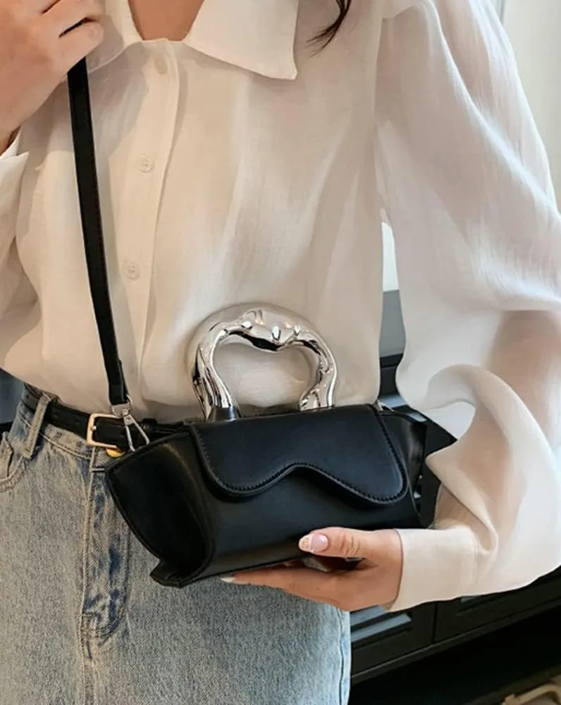 Small Silver Crossbody Satchel Y2K Evening Handbag for Women - Hobo Shoulder Tote Bag 2025