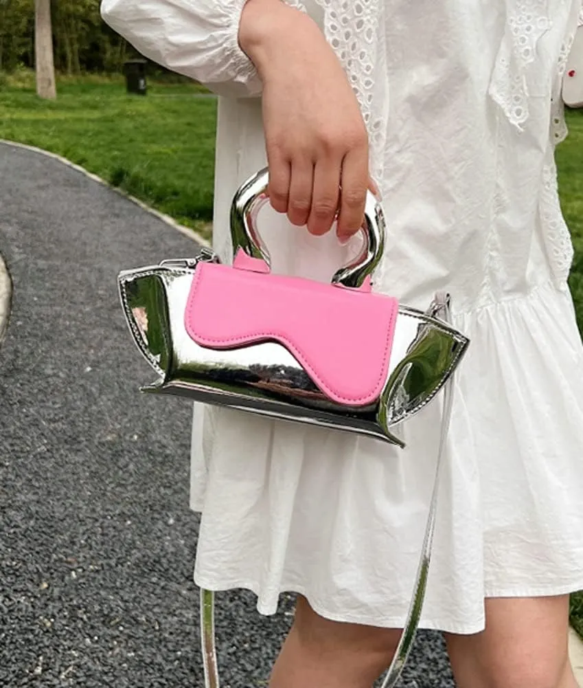Small Silver Crossbody Satchel Y2K Evening Handbag for Women - Hobo Shoulder Tote Bag 2025