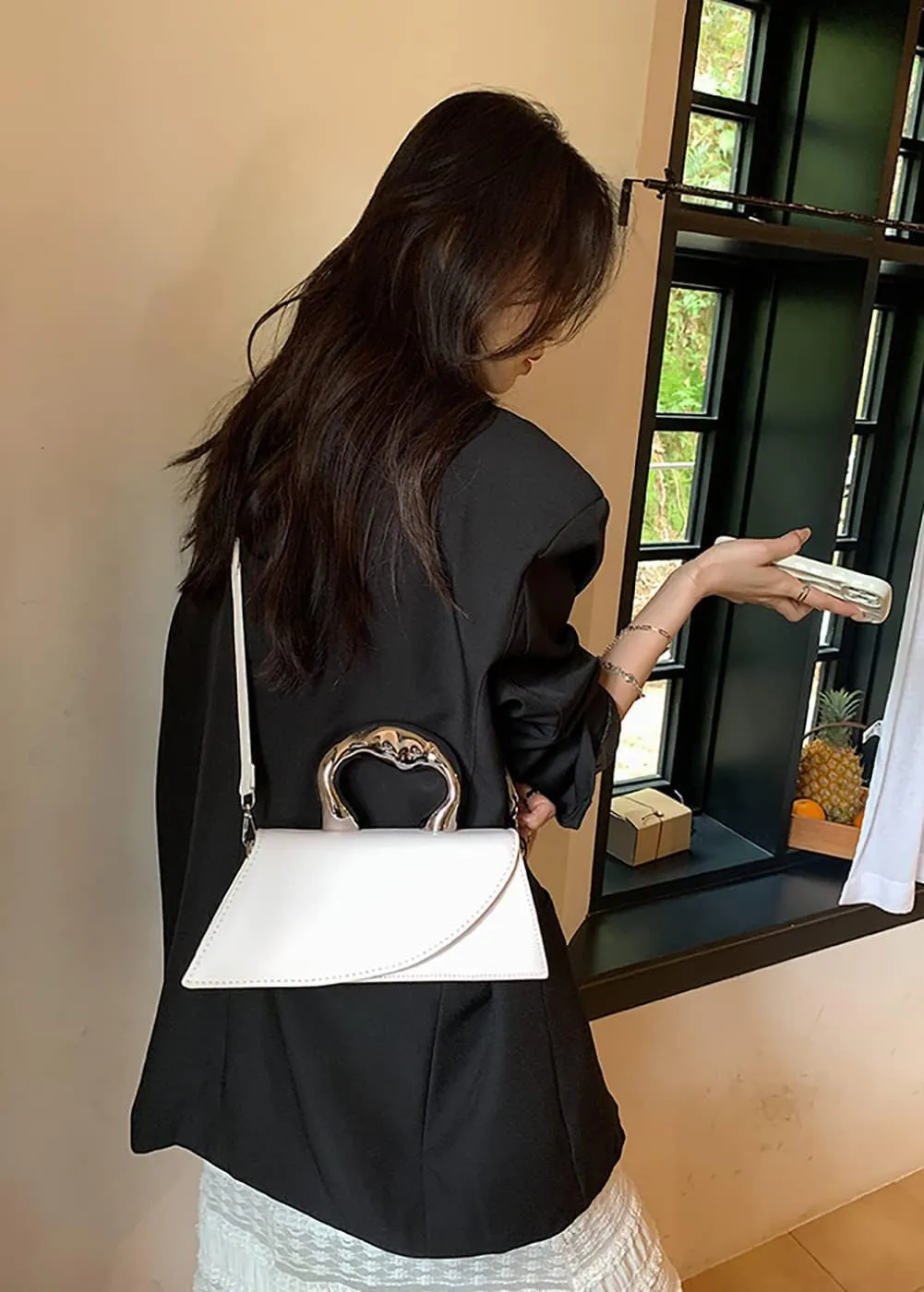 Small Silver Crossbody Satchel Y2K Evening Handbag for Women - Hobo Shoulder Tote Bag 2025