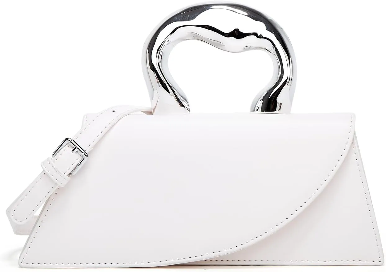Small Silver Crossbody Satchel Y2K Evening Handbag for Women - Hobo Shoulder Tote Bag 2025