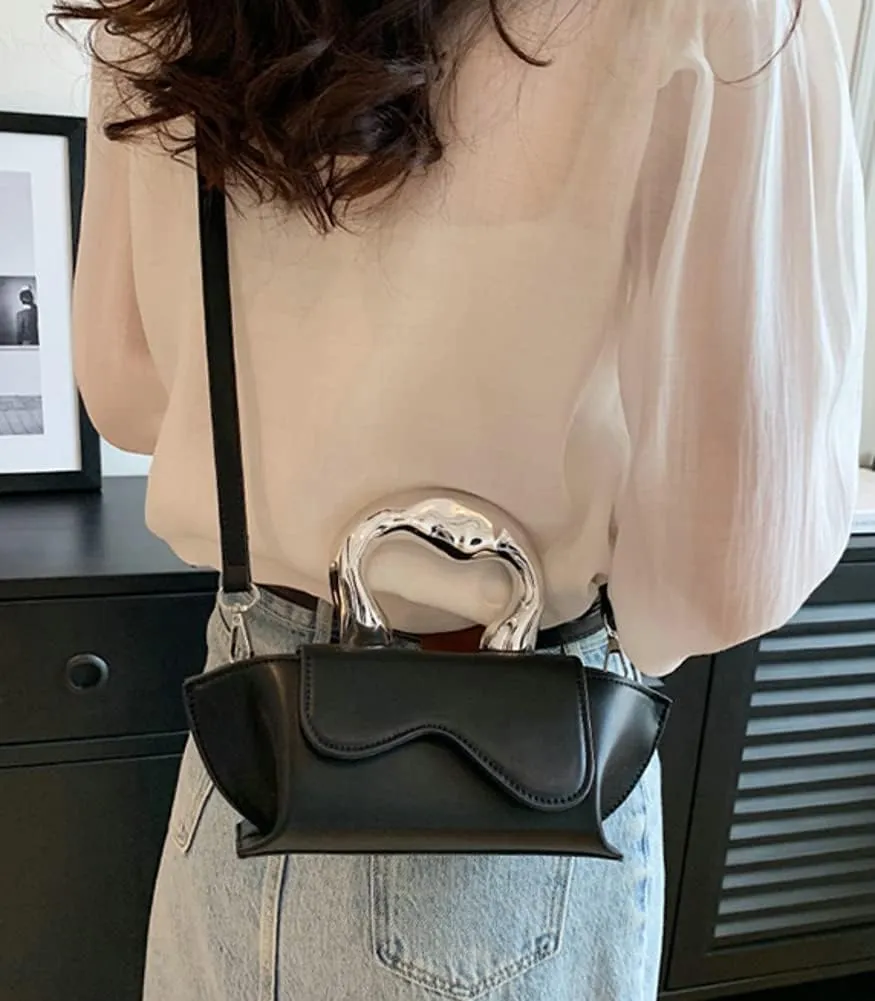 Small Silver Crossbody Satchel Y2K Evening Handbag for Women - Hobo Shoulder Tote Bag 2025