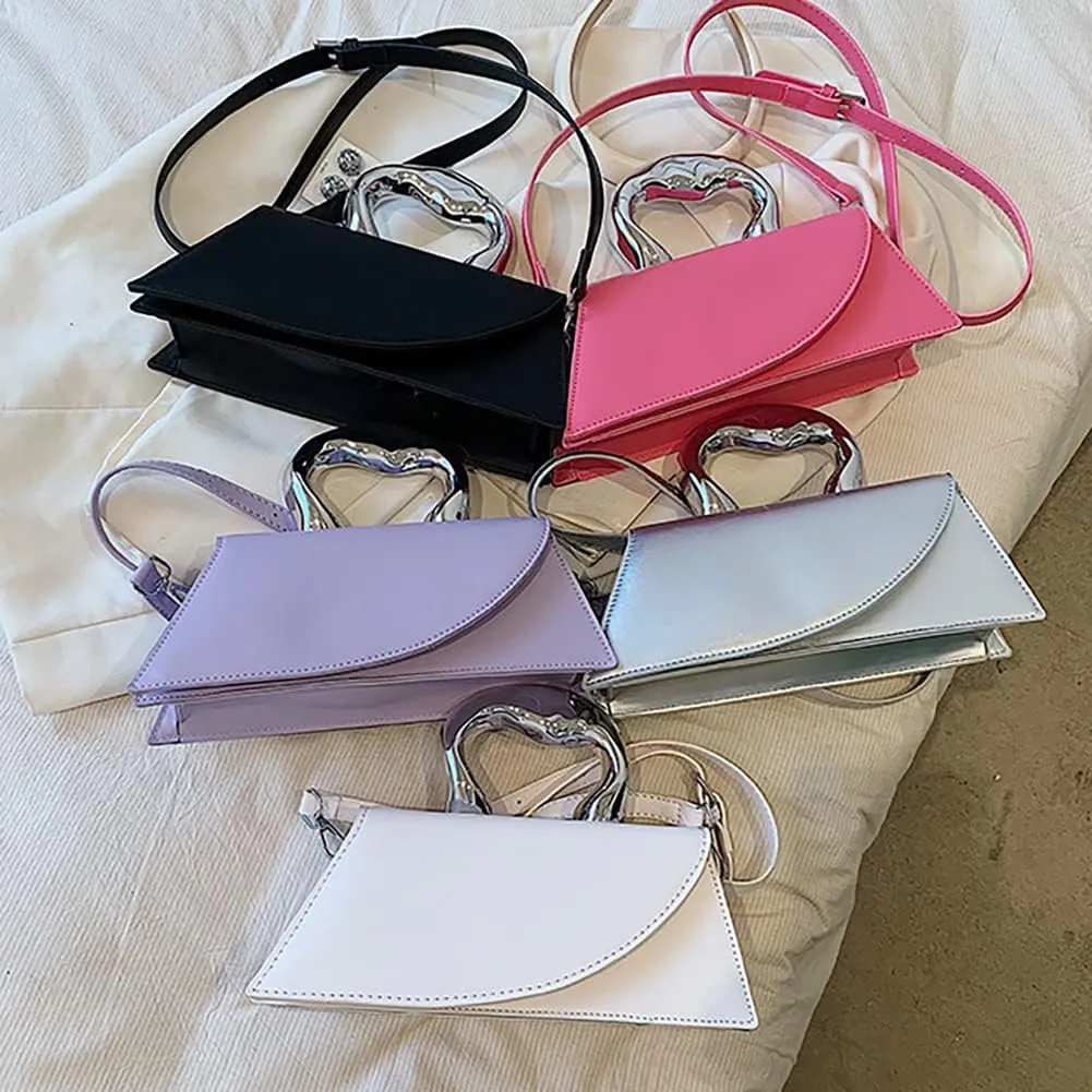 Small Silver Crossbody Satchel Y2K Evening Handbag for Women - Hobo Shoulder Tote Bag 2025