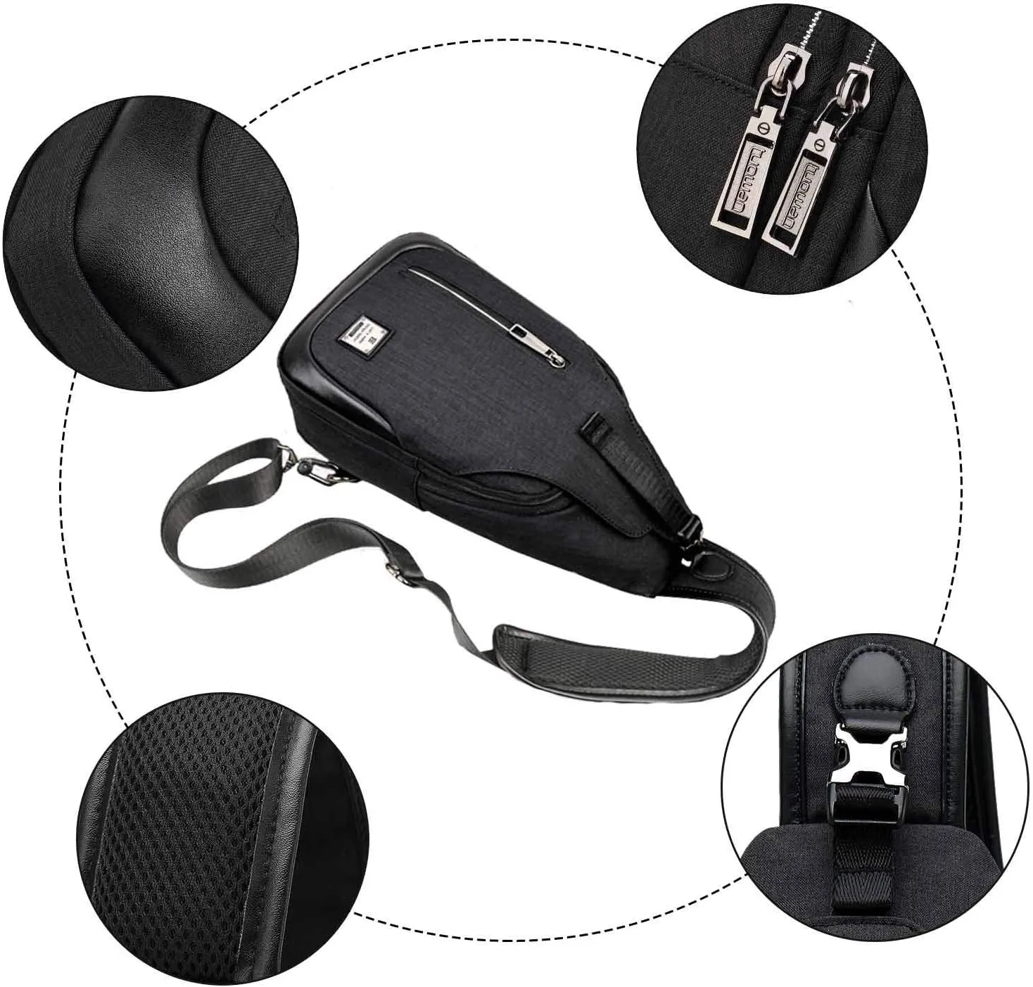 Small Sling Bag Crossbody Backpack Over the Shoulder Bag for Men Women Travel Outdoors, Lightweight Chest Pack (Small, Black)