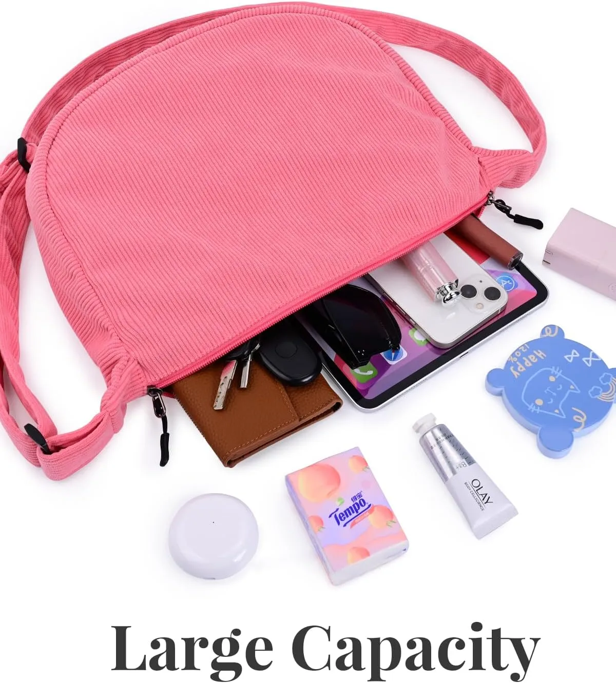 Small Sling Crossbody Bag for Women Men Trendy, Mini Crescent Bag with Adjustable Strap, 2 Zippers Lightweight Nylon Bag