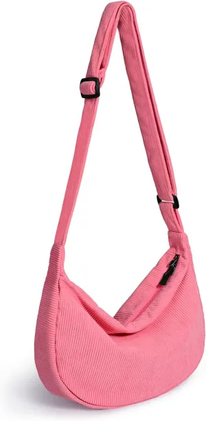 Small Sling Crossbody Bag for Women Men Trendy, Mini Crescent Bag with Adjustable Strap, 2 Zippers Lightweight Nylon Bag