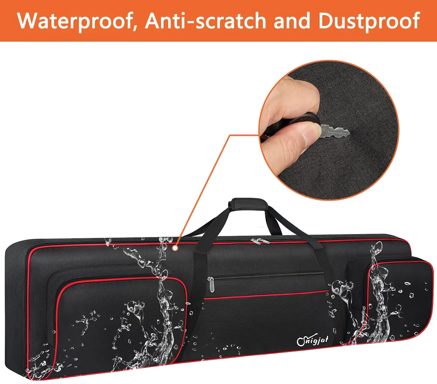 SNIGJAT 88 Key Keyboard Case Soft (Size: 53.5"x13.8"x6.8"), Padded Piano Case with Handle and Adjustable Shoulder Straps, Keyboard Gig Bag with 3 Pockets for Music Sheet Stand, Sustain Pedals, Cables