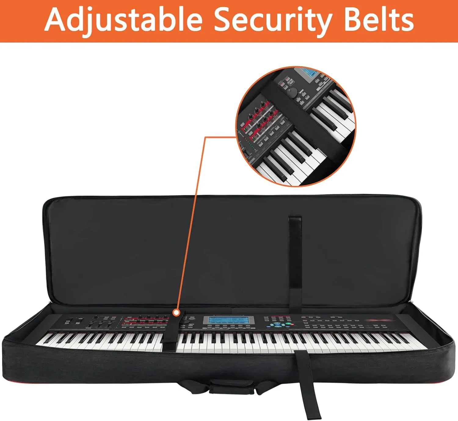 SNIGJAT 88 Key Keyboard Case Soft (Size: 53.5"x13.8"x6.8"), Padded Piano Case with Handle and Adjustable Shoulder Straps, Keyboard Gig Bag with 3 Pockets for Music Sheet Stand, Sustain Pedals, Cables