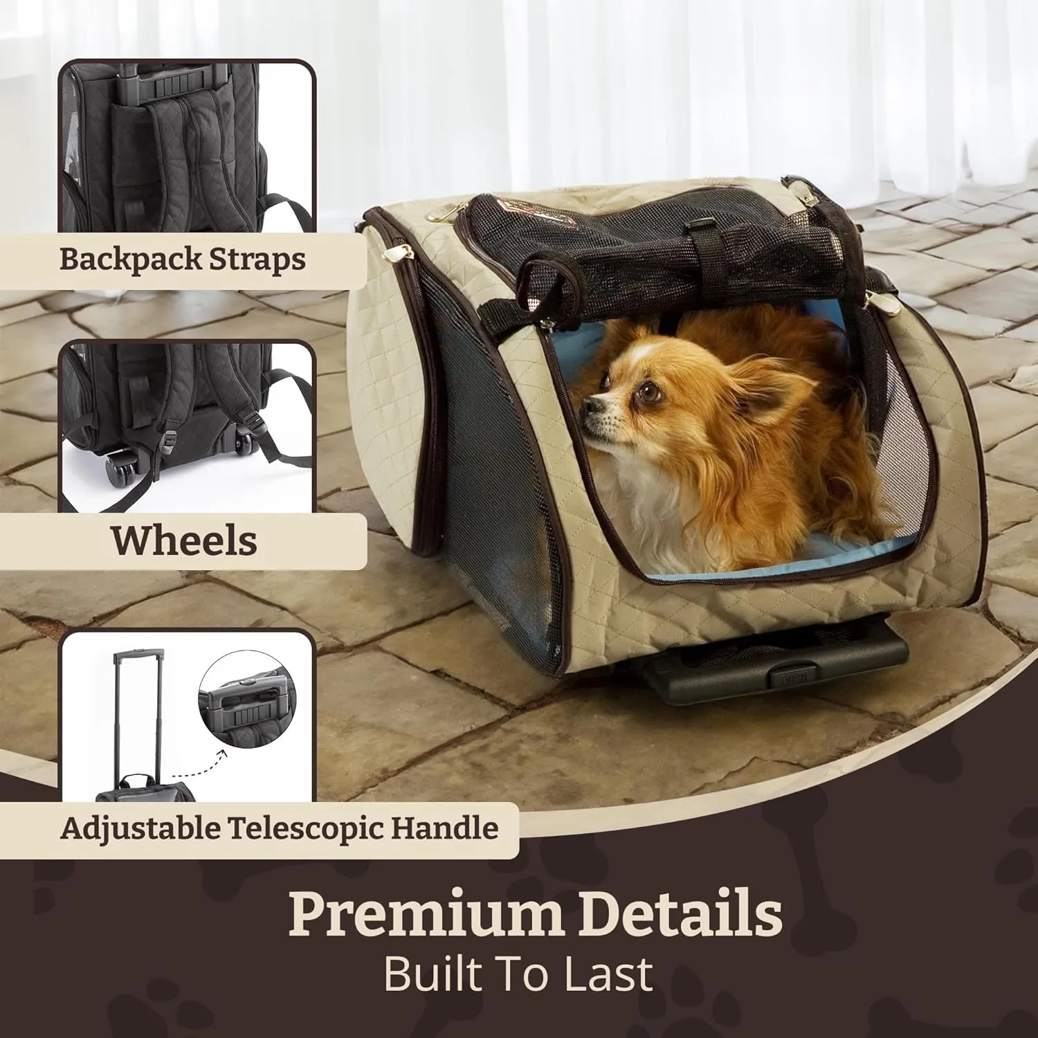 Snoozer Roll Around Travel Dog Carrier Backpack 4-in-1 - Rolling Pet Carrier for Cats & Dogs, Pet Stroller, Travel Bag for Pets Up to 30 Lbs - Large, Black & Grey