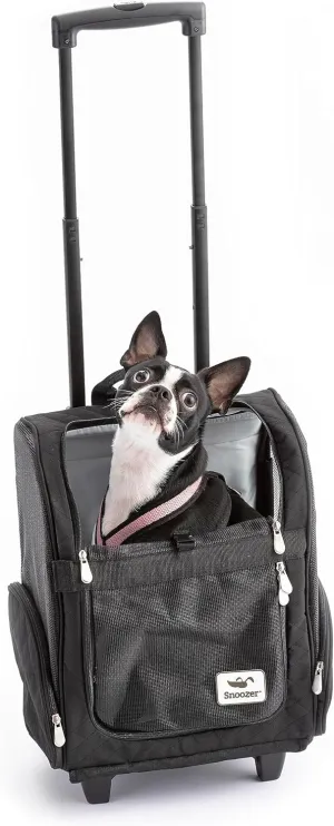 Snoozer Roll Around Travel Dog Carrier Backpack 4-in-1 - Rolling Pet Carrier for Cats & Dogs, Pet Stroller, Travel Bag for Pets Up to 30 Lbs - Large, Black & Grey