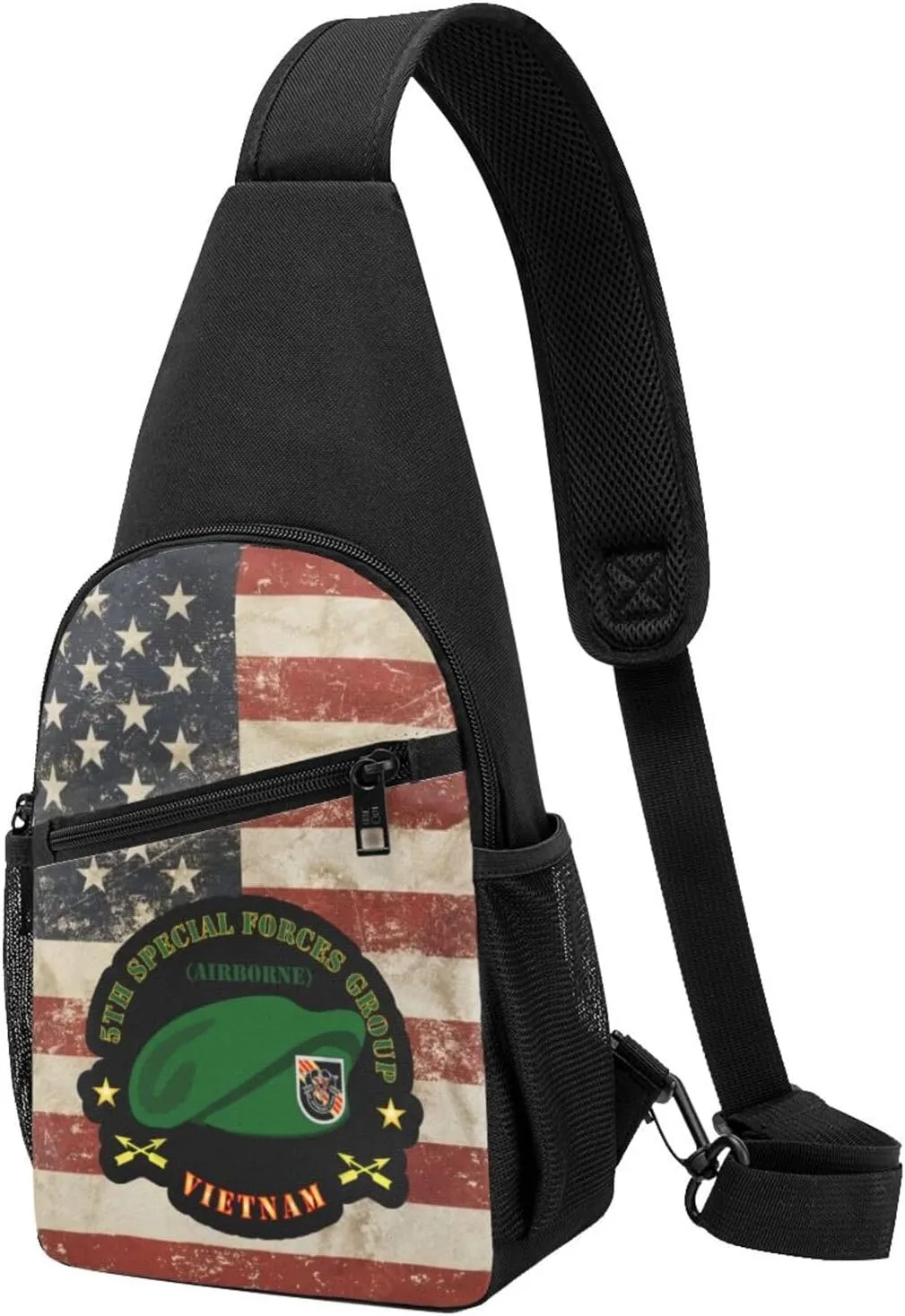 SOF 5th Special Forces Group Airborne Beret Vietnam Sling Bag Crossbody Backpack Shoulder Casual Daypack Bags for Men