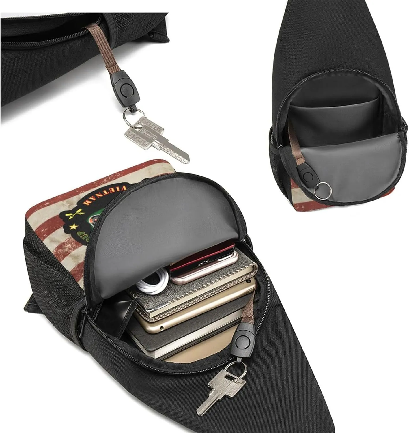 SOF 5th Special Forces Group Airborne Beret Vietnam Sling Bag Crossbody Backpack Shoulder Casual Daypack Bags for Men