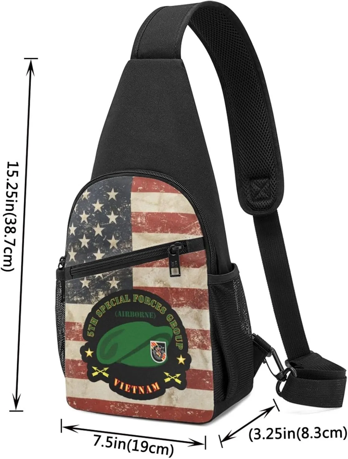 SOF 5th Special Forces Group Airborne Beret Vietnam Sling Bag Crossbody Backpack Shoulder Casual Daypack Bags for Men