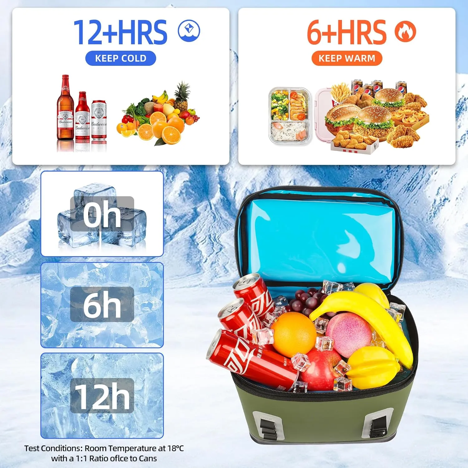 Soft Cooler 6Can to 28Can, Portable/Single Shoulder/Backpack Ice Chest Box, Dry & Wet Compartment Design, Built-in Bottle Opener, Suitable for Lunch, Beach, Travel, Camping