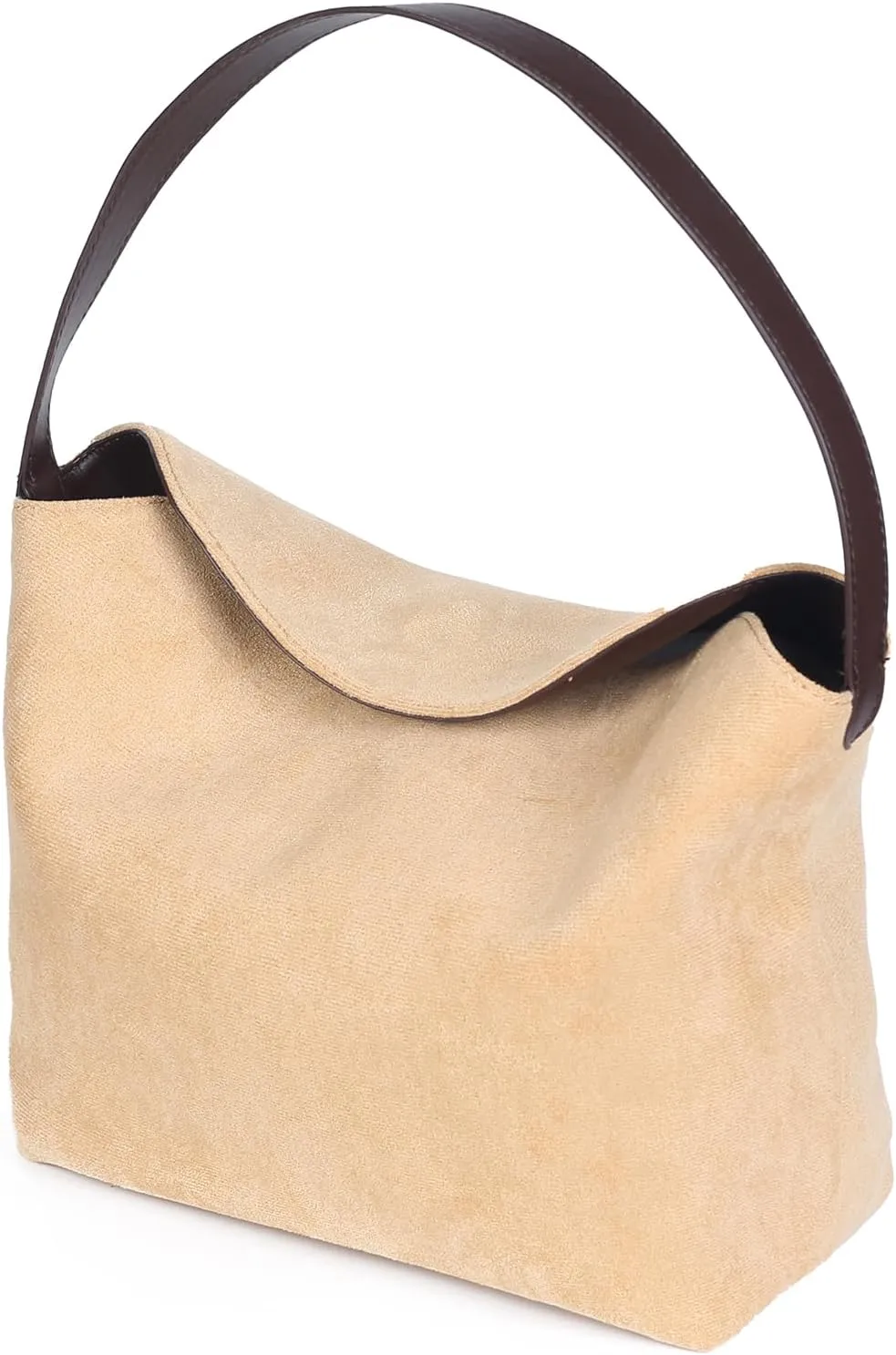 Soft Faux Suede Hobo Bag for Women - Minimalist Design with Magnetic Button