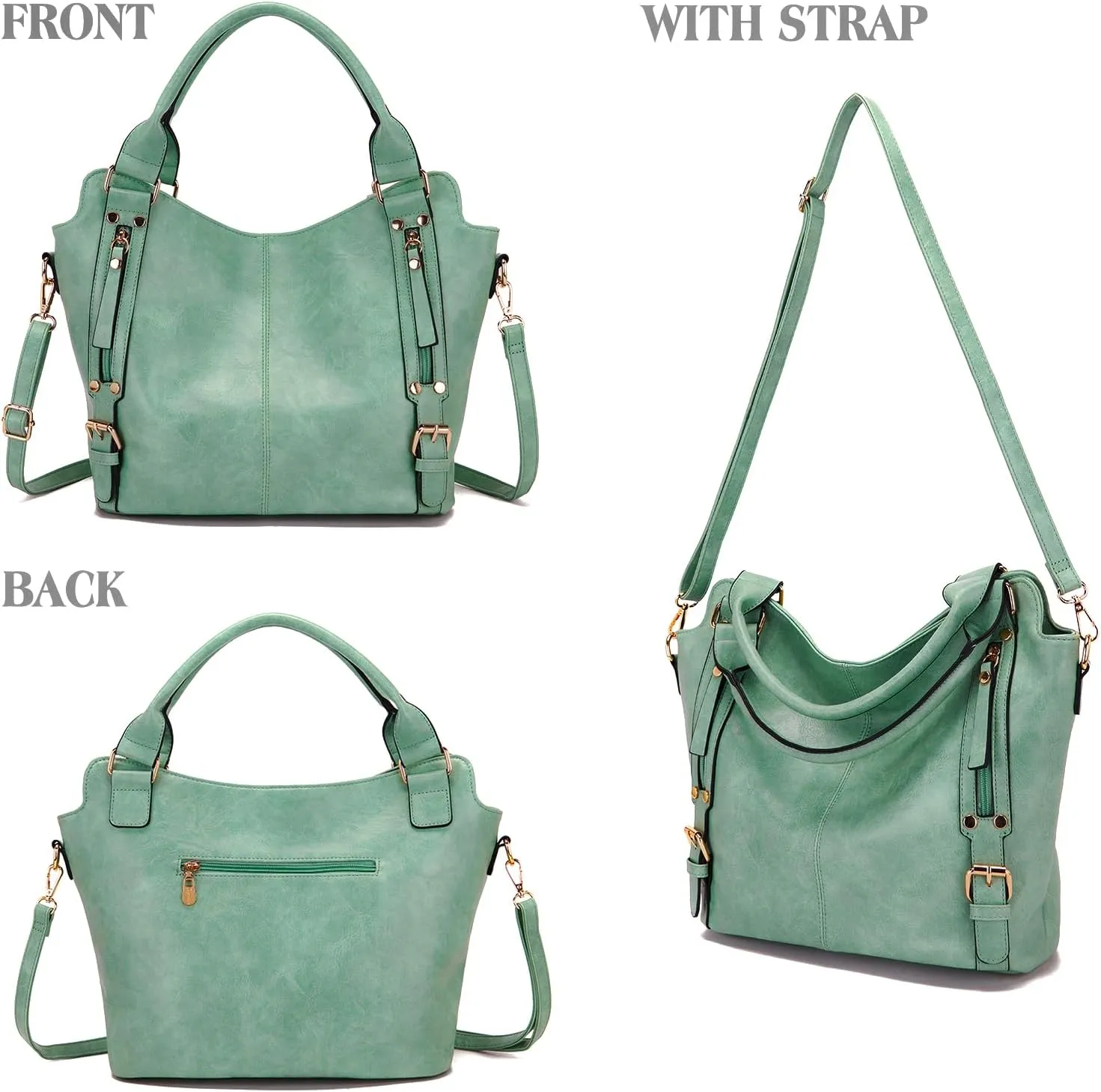 Soperwillton Purses for Women Large Shoulder Handbag Tote PU Leather Hobo Crossbody Bag Ladies Wallet Set 4pcs