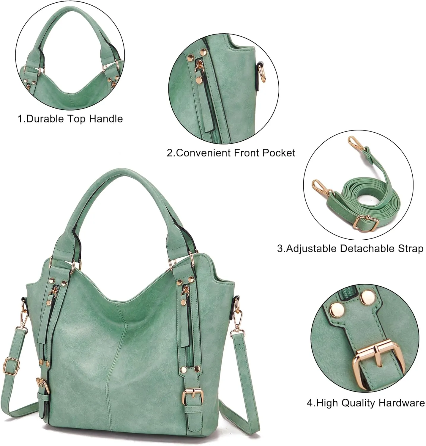 Soperwillton Purses for Women Large Shoulder Handbag Tote PU Leather Hobo Crossbody Bag Ladies Wallet Set 4pcs