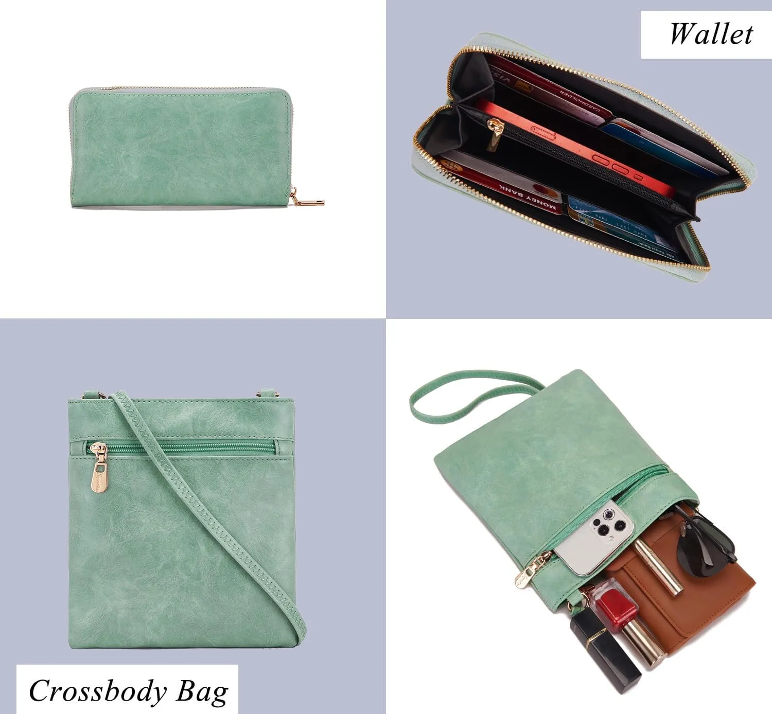 Soperwillton Purses for Women Large Shoulder Handbag Tote PU Leather Hobo Crossbody Bag Ladies Wallet Set 4pcs