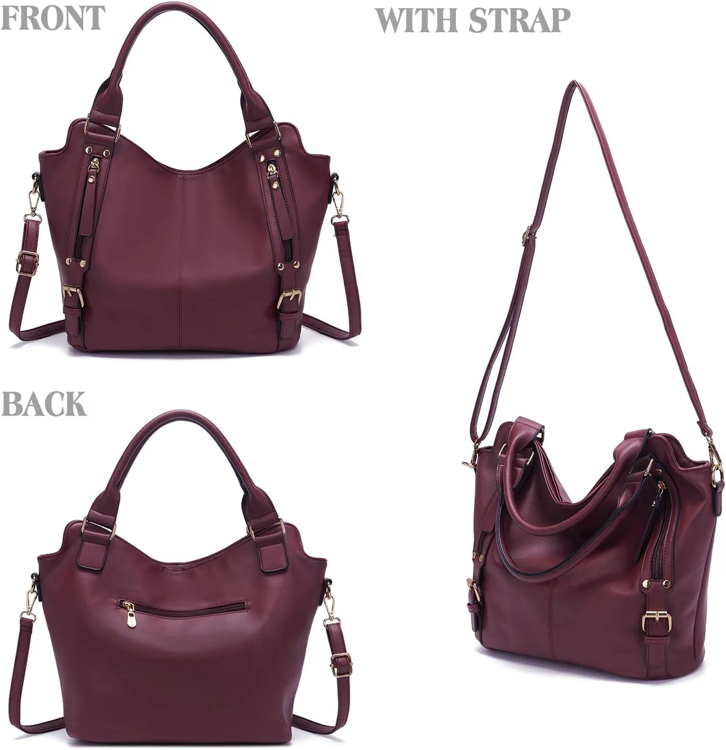 Soperwillton Purses for Women Large Shoulder Handbag Tote PU Leather Hobo Crossbody Bag Ladies Wallet Set 4pcs