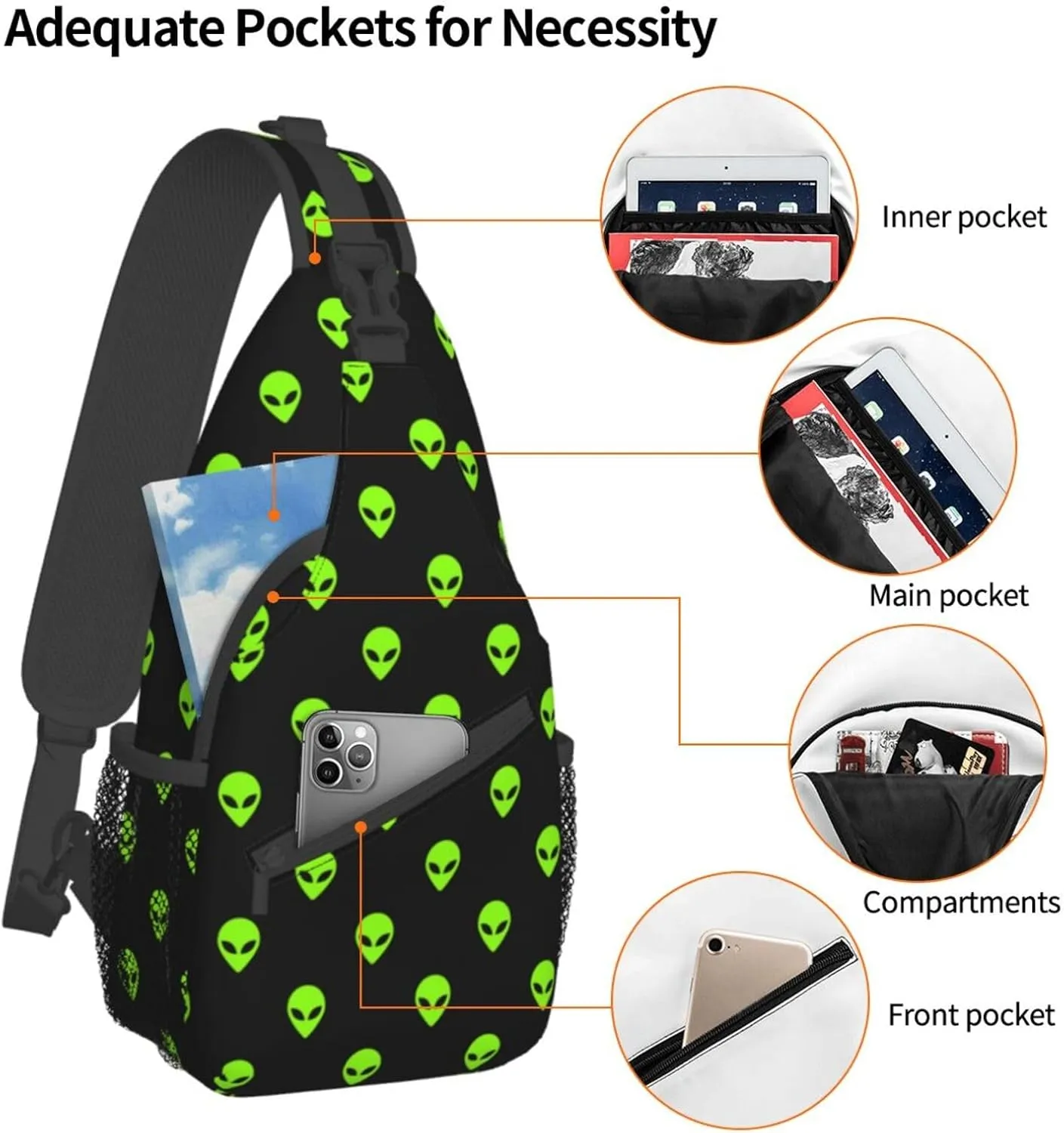Space Planet Sling Bag,Multipurpose Crossbody Backpack Shoulder Chest Bag for Women Men Travel Hiking Daypack